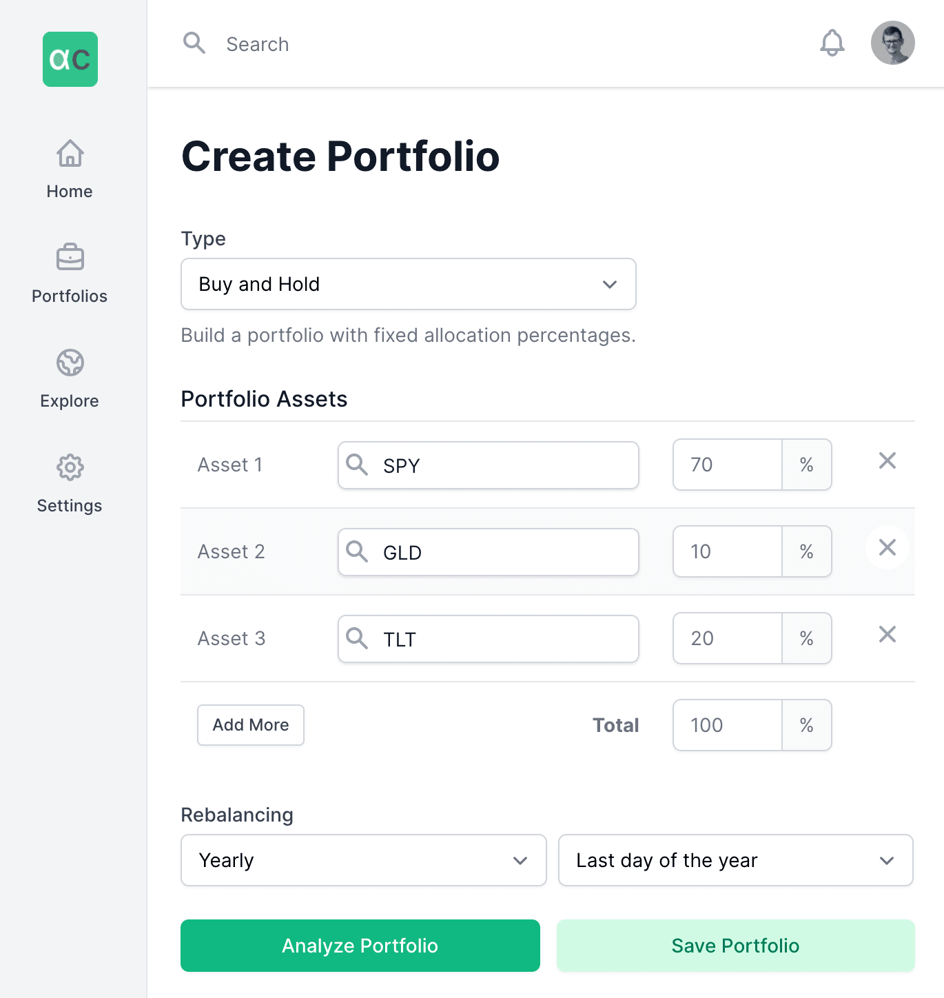 Backtesting tool user interface